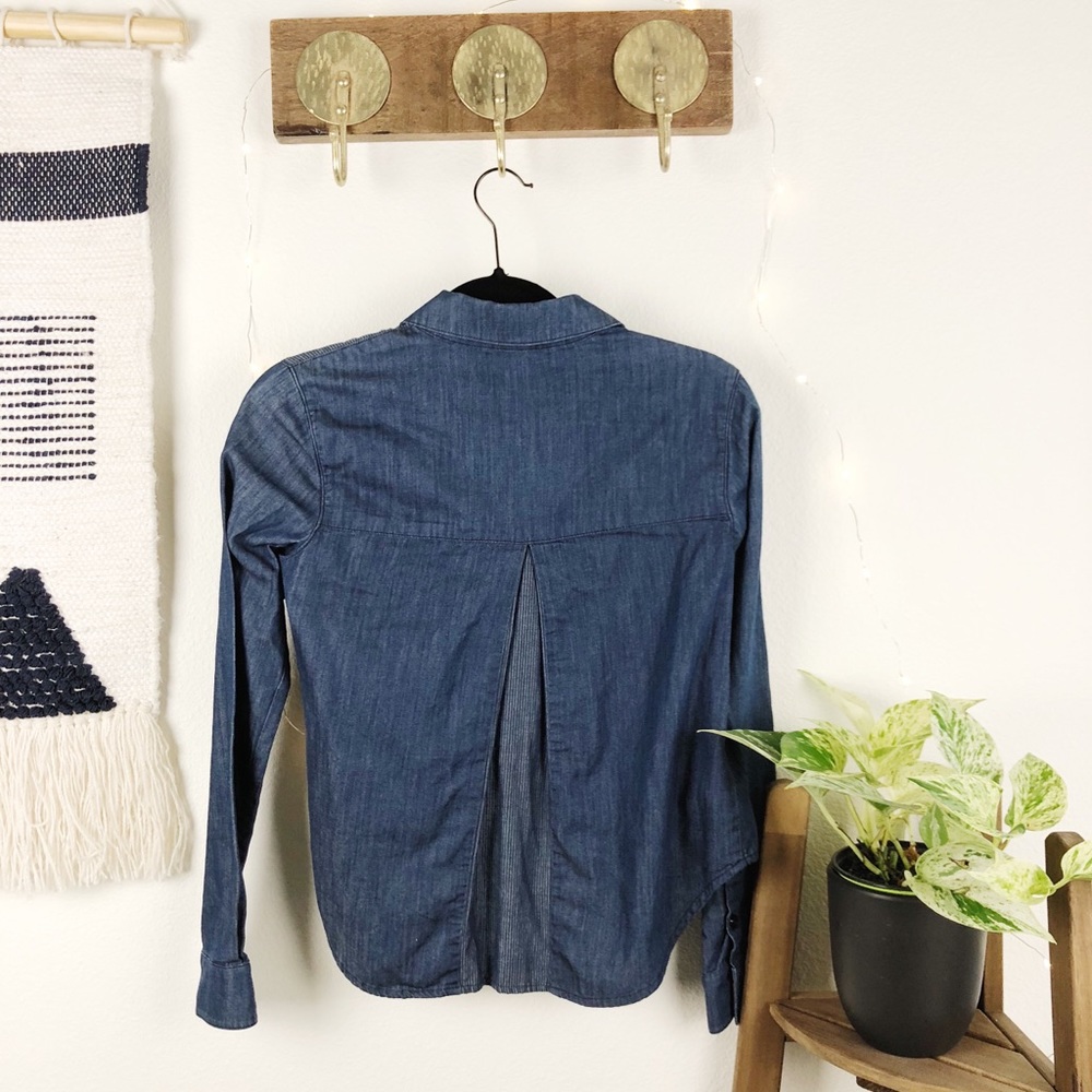 Bcbgeneration Cropped Denim Button Down Shirt - image 2